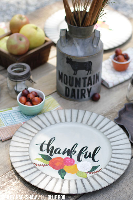 Farmhouse Table Decor Ideas - Hand painted Charger Plates 