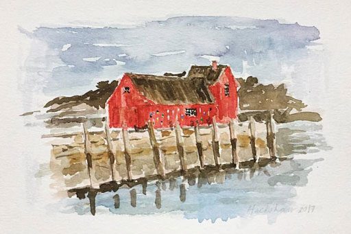 Motif Number 1 painting in Rockport - Rockport watercolors 