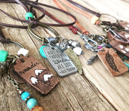 Handpainted leather necklaces - Ashley Hackshaw / Lil Blue Boo