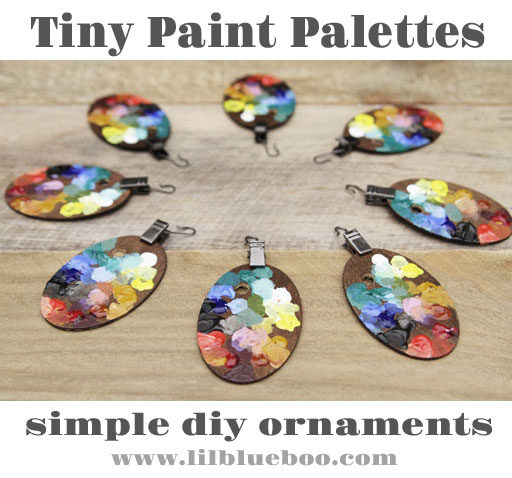 Tiny Paint Palette Ornaments - Art Themed Decor - Tiny Bob Ross themed paint palette DIY ornaments for my vintage art supply themed tree. 