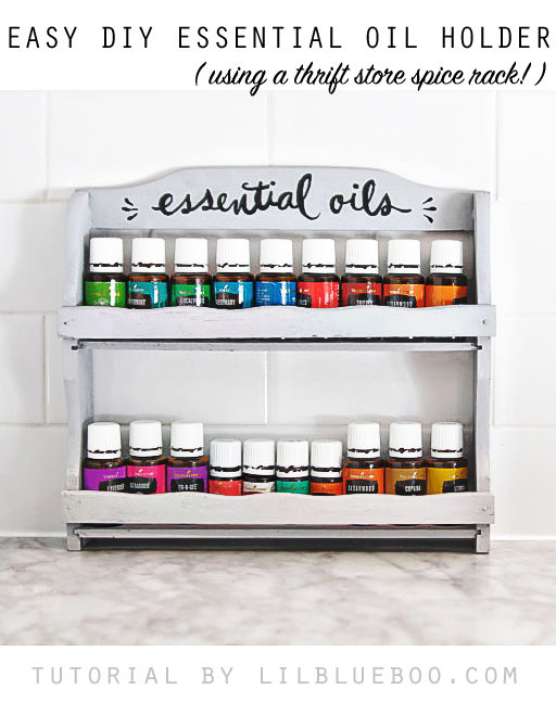 How to make and easy DIY essential oil holder shelf using an old spice rack - #MichaelsMakers #MakeItWithMichaels