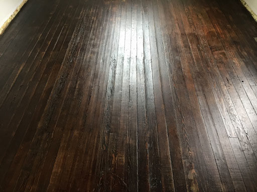 Farmhouse Floors - Saving and Refinishing 100-Year-Old Wood Floors - Jacobean Stain and Antique flat matte varnish 