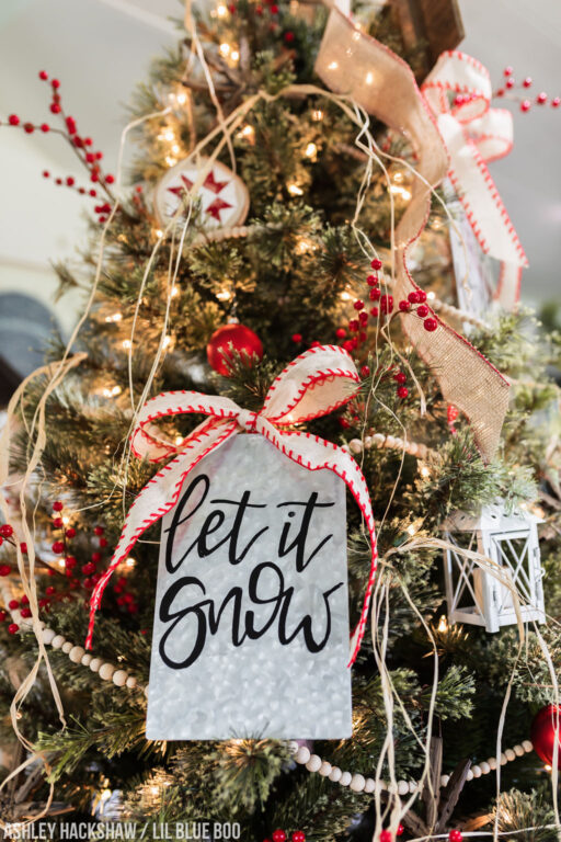 DIY Farmhouse Ornaments - Galvanized Metal Tags with Calligraphy - Farmhouse Christmas Decor 