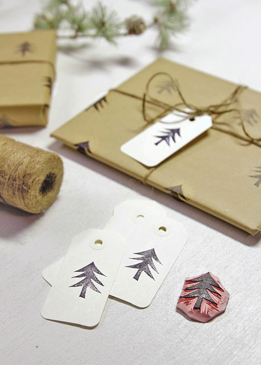 Handmade Christmas Wrapping Paper - DIY Stamped Paper