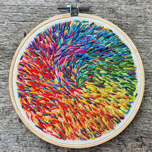Rainbow Embroidery Stitching - My Travel Hoop Project