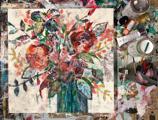 Floral Still Life Painting by Ashley Hackshaw 
