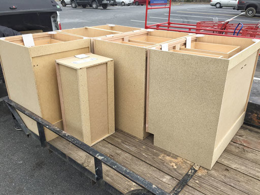 stock cabinets for farmhouse  kitchen renovation