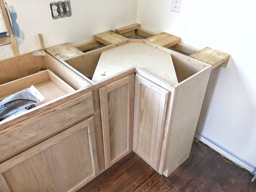 stock cabinets for farmhouse  kitchen renovation
