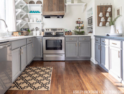 Our Farmhouse Kitchen - DIY Painted Stock Cabinets and Open Shelves