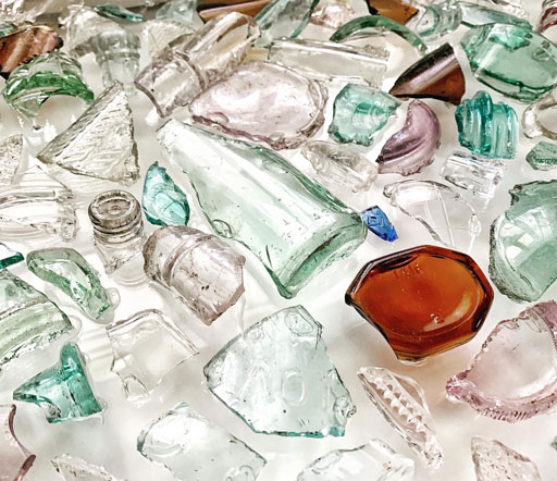 Found Object Glass Window Collage - DIY Glass Mosaic