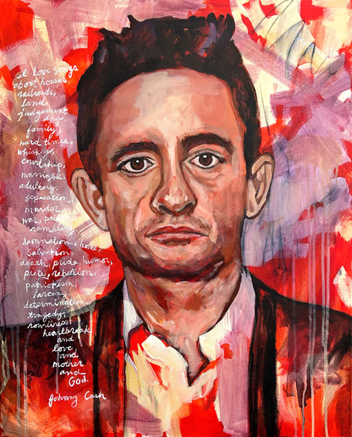 Johnny Cash Art Johnny Cash Painting portrait quote by artist Ashley Hackshaw